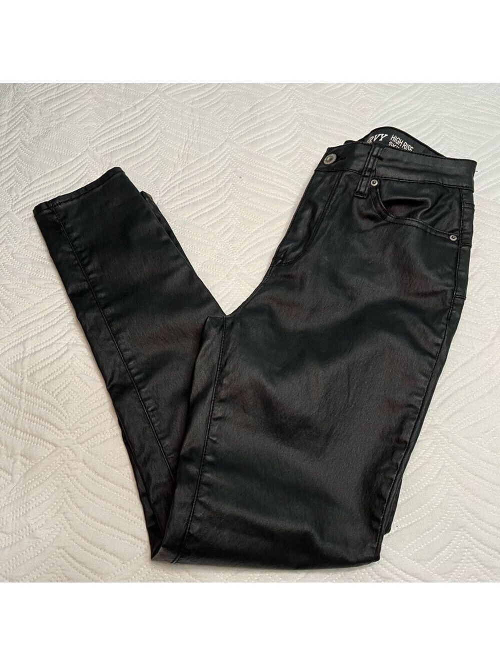 SONG women’s Black Faux Leather High Rise Curvy Skinny Pants. Size 9 (29)